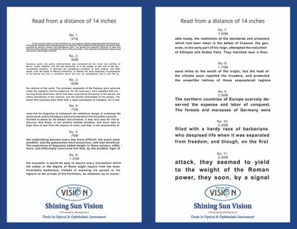 Shining sun Vision Eye Chart Near Vision Reading Test Plastic Quoted Chart Vision Test Chart