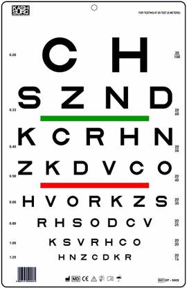 KASHSURG SLOAN Chart with Red/Green Lines 20 Ft_169_Pack of 1 Vision Test Chart