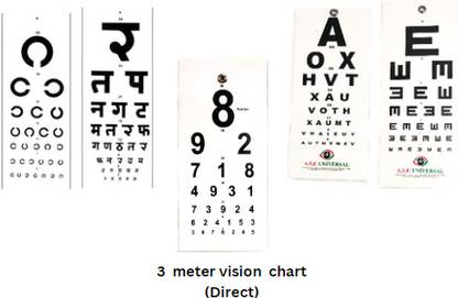 ASF UNIVERSAL ASF (HINDI,ENGLISH-A,E,NUMBER,C-TYPE,) Snellen -SET OF-5 Vision Test Chart
