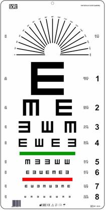 KASHSURG Illiterate Landolt E Charts with Red/Green Lines & Astigmatism Chart 20 Feet_180 Vision Test Chart