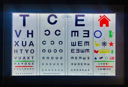 Shining sun Vision Led All in one Vision Testing Chart for 3M or 10feet Distance Alphabet,C,TumbleE Vision Test Chart