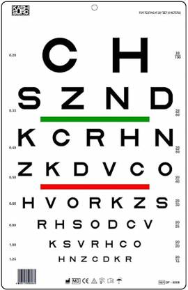 KASHSURG Sloan Chart with Red/Green Lines 20 Ft_169_Pack of 1 Vision Test Chart
