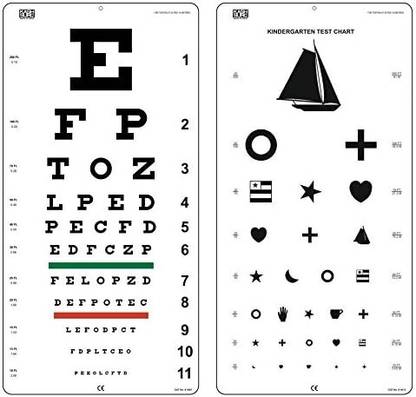 KASHSURG Snellen & Tumbling E Non-Reflective Eye Chart Size 22 x 11 Inch Combo Pack_181 Vision Test Chart