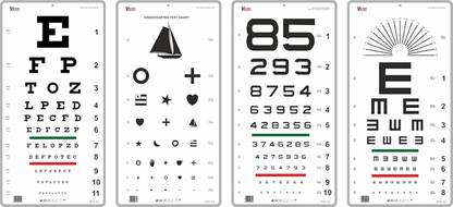 KASHSURG Traditional, Kindergarten,Number, E Illiterate Visual Eye Chart (Set of 4)_195 Vision Test Chart
