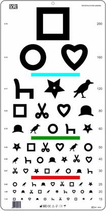 KASHSURG Ewing Illiterate OPTOMETRIC Visual Acuity Eye Chart - 6 m - 28 x 56 cm_198 Vision Test Chart