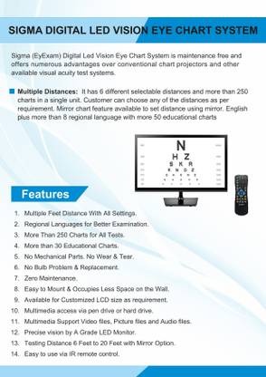 EyExam 6 TO 20 FEET LG DIGITAL VISION ACUITY EYE CHART LED SYSTEM Vision Test Chart