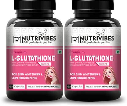 Nutrivibes L glutathione Skin Whitening Capsule with vitamin C , E & Grape seed Extract