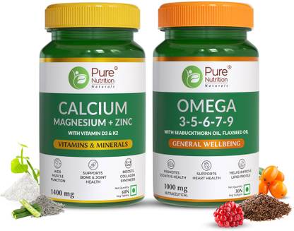 Pure Nutrition Calcium magnesium + Omega 35679 for Men & Women
