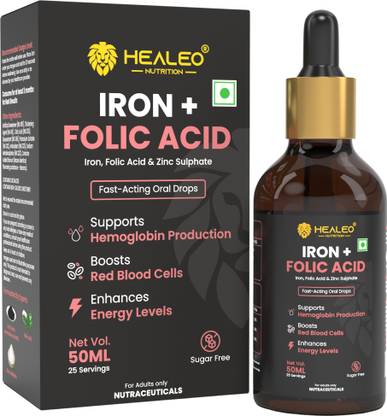 healeo Iron+Folic Acid Drops, Iron Supplement for Women & Men