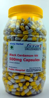 Vinny Herbal Black Cardamom VH Herbal Supplement Capsules 1000 Caps Jar