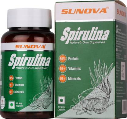 SUNOVA Spirulina Capsules - Superfood ,Multivitamins with Protein