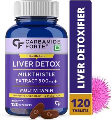 CARBAMIDE FORTE Liver Detox Support Supplement, Milk Thistle Extract 800mg & Amino Acids