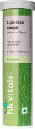 HEALTHKART Apple Cider Vinegar 750 mg Effervescent Tablets, Green Apple
