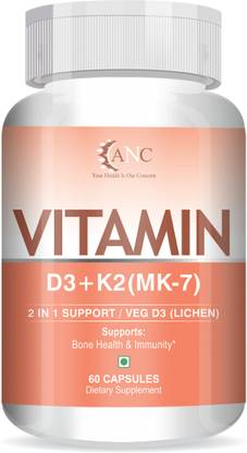 ANC K2 MK7 Plant Based Supplement Lichen Source with Vitamin Menaquinone