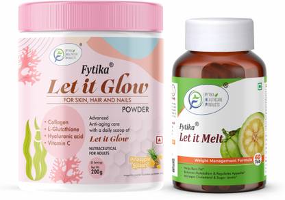 FYTIKA HEALTHCARE PRODUCTS Fytika Let It Glow Collagen Pineapple Flavour & Let It Melt - 200 G, 60 tablets
