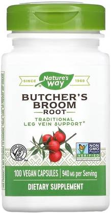 Nature's Way Butcher's Broom, 470 mg, 100 Vegetarian Capsules