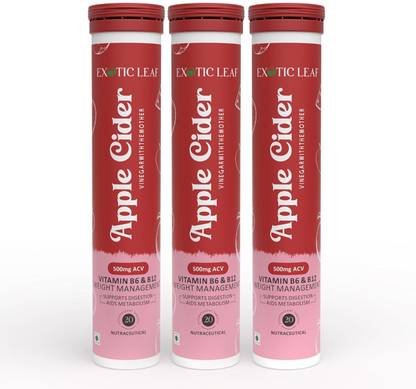 EXOTIC LEAF Apple Cider Vinegar 60 Effervescent Tablets with Mother for Weight management