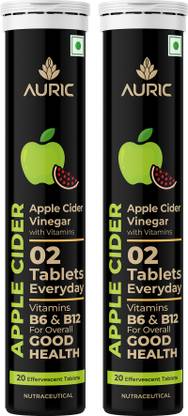 Auric Apple Cider Vinegar Vitamins Tablets Vitamin B6 & B12 In Every Tube