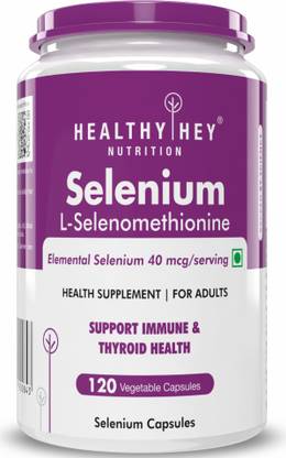 HealthyHey Nutrition Selenium Capsules, 40mcg, Non-GMO & Superior Absorption - 120 Vegetarian Capsules