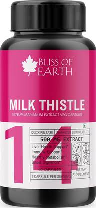 Bliss of Earth Milk Thistle Capsules, Liver Support Supplement, 60 Count, Organic, Non-GMO