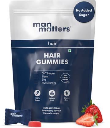 Man Matters Biotin Hair Gummies | Strong &Healthy Hair | No Added Sugar|Vegan & Gut Friendly