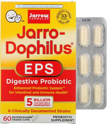 Jarrow Formulas Jarro-Dophilus EPS, Digestive Probiotic, 5 , 60 Enteroguard Veggie Caps