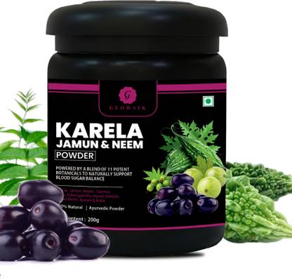 G GLOWSIK Karela Jamun Powder | 11 Potent Herbs | Helps Regulate Sugar Management