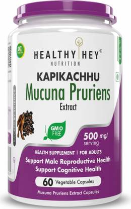 HealthyHey Nutrition Mucuna Pruriens Extract - For Mood and Motivation Support 500mg (60 Veg. Capsules)