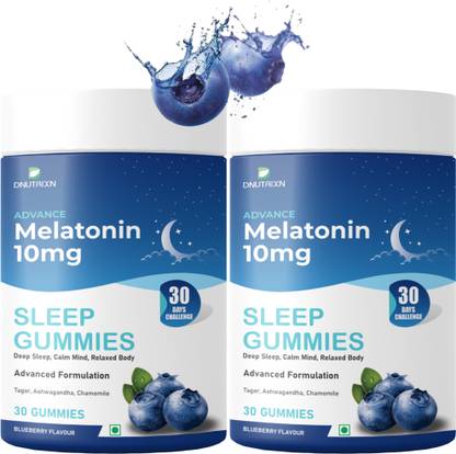 DNUTRIXN Advance Melatonin 10mg Sleep Gummies | 30 Days Challenge with Ashwagandha, Tagar