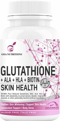 GOA NUTRITIONS Glutathione Tablets For Skin For Women To Support Skin Health. -60 Tablet