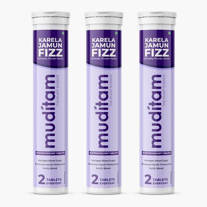 Muditam Ayurveda Karela Jamun Fizz (Karela Jamun Juice) Effervescent Tablet Ideal for 1 Months