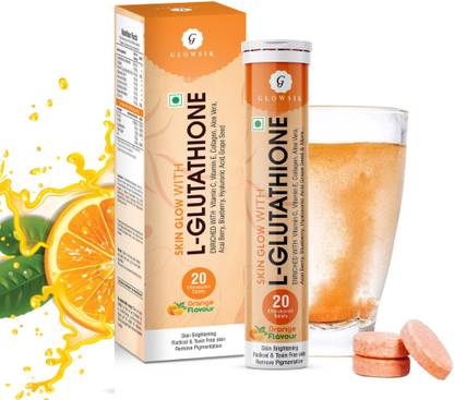 GLOWSIK Glutathione Skin Glow 20 Effervescent Tablet with collagen Healthy Glowing skin