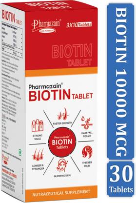 PHARMAZAIN LIFE SCIENCES Biotin Tablets Maximum Strength For Strong Hair & Healthy Skin For Men And Women