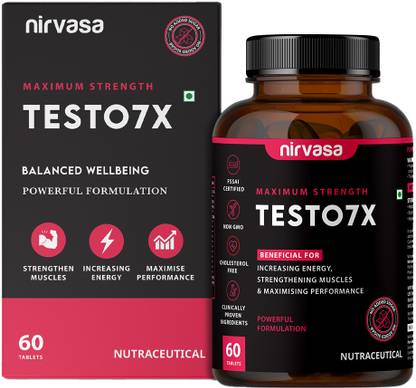 Nirvasa Testo 7X Tablets with Tribulus, Safed Musli & More | For Energy & Performance