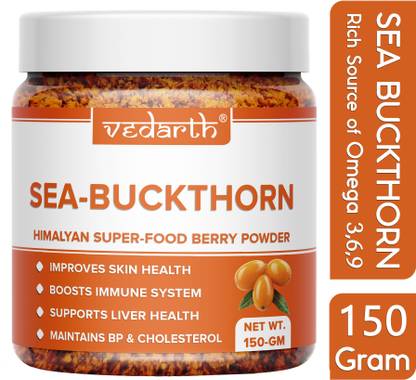 Vedarth Sea Buckthorn Berry Powder | Rich in Omega 3, 6, 9, Collagen, Vitamin C & E