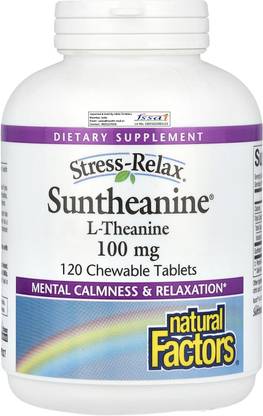 Natural Factors Stress-Relax 200 mg, 120 Chewable Tablets (100 mg per Tablet)