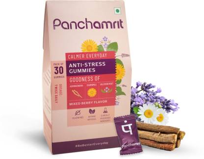 Panchamrit Anti-Stress 30 Gummies|Manage Stress & Anxiety |Mixed Berry Flavour