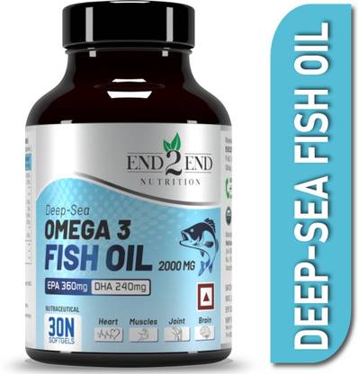 End2End Nutrition Omega 3 Fish Oil 2000mg with 360mg EPA & 240mg DHA - Heart, Brain & Eye Health