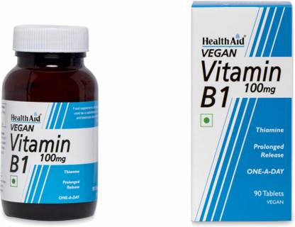 HealthAid Vitamin B1 100mg - 90 Tablets of Thiamin for Energy & Nerve Support