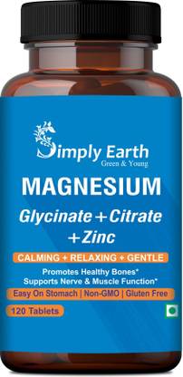 Simply earth Magnesium Complex - 120 Tablets - Magnesium Glycinate, Citrate, Oxide & added Zinc