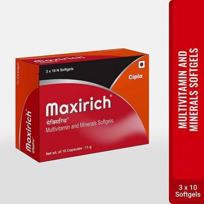 Cipla Maxirich Daily Multivitamin and Minerals Softgel Capsule Strip