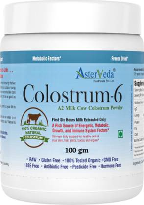 Asterveda Cow Colostrum Powder Organic Gir Cow A2 Freeze Dried Balanced Health Supplement