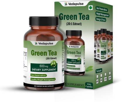 Vedapulse Green Tea Extract Capsules | 600mg | Natural Antioxidant & Weight Management |