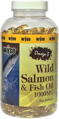 WYSE Halal Omega-3 Salmon Fish Oil 1000mg, 300 Softgels- Pack of 1