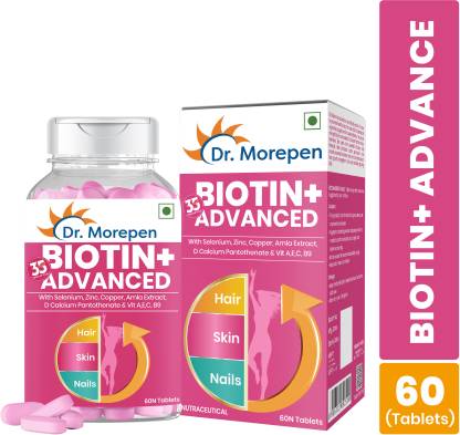 Dr. Morepen Biotin+ For Hair Growth, Skin & Nails | Multivitamins + Natural Extracts