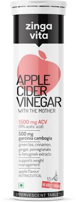 Zingavita 3X Apple Cider Vinegar 1500mg Effervescent Tablets with Garcinia for Weight Loss