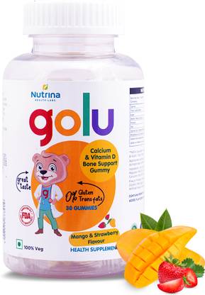 Nutrina Health lab Golu Calcium & Vitamin-D Bone Support Gummy Healthy Diet Supplement for Strong Bones