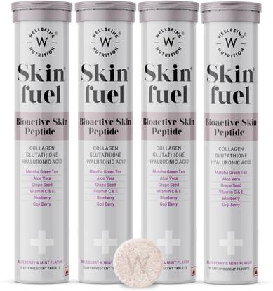 Wellbeing Nutrition Skin Fuel | L Glutathione Collagen Tablets with Hyaluronic Acid for Glowing skin