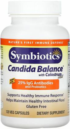 Symbiotics Candida Balance with Colostrum Plus, 120 Veg Capsules
