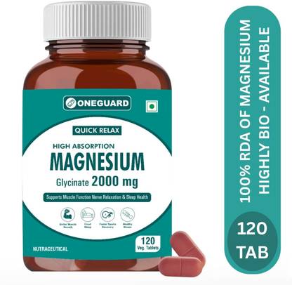 Oneguard Magnesium Glycinate Supplement 2000mg chelated form Muscle Recovery &Good Sleep